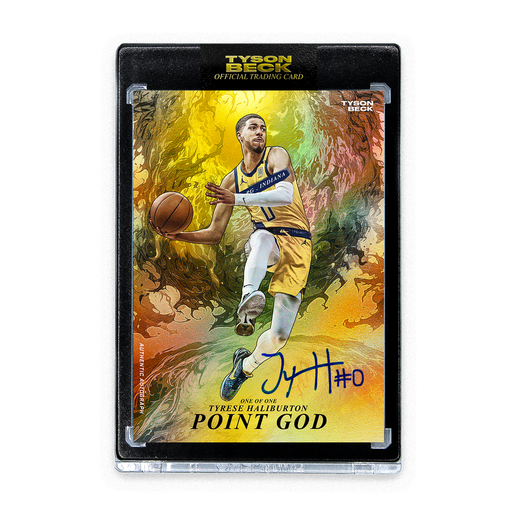 TYRESE HALIBURTON X TYSON BECK - POINT GOD - GOLD FOIL - AUTOGRAPH - ONE OF ONE