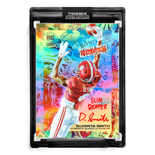 Load image into Gallery viewer, 🌈 🏈 DEVONTA SMITH X TYSON BECK - THE CATCH - RAINBOW FOIL - RC AUTOGRAPH - "SLIM REAPER" INSCRIPTION - LIMITED TO 6