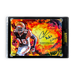 CHAD OCHOCINCO X TYSON BECK - CANVAS ON FIRE - FIRE FOIL - INSCRIPTION AUTOGRAPH - LIMITED TO 3