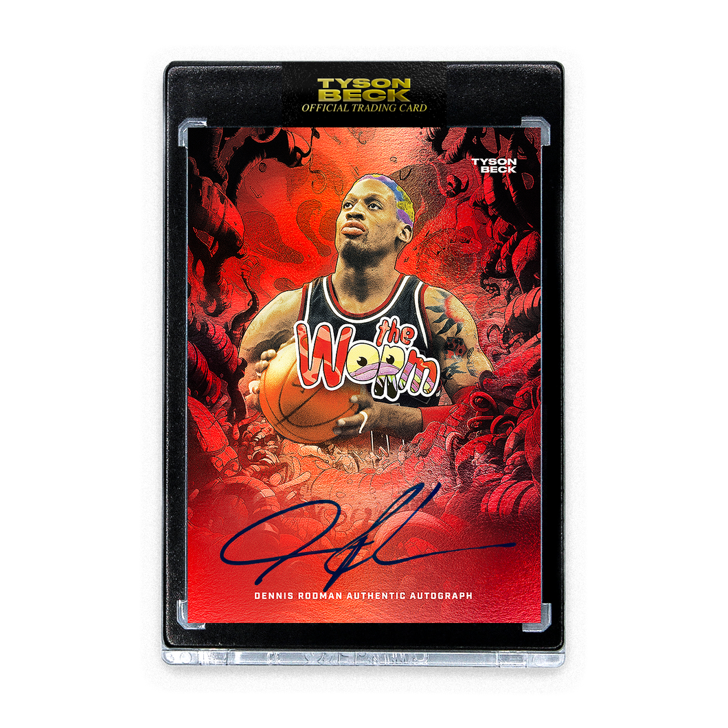 DENNIS RODMAN X TYSON BECK - THE WORM - RED FOIL - AUTOGRAPH - LIMITED TO 10