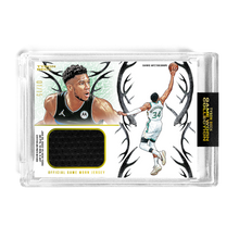 Load image into Gallery viewer, GIANNIS ANTETOKOUNMPO X TYSON BECK - GAME WORN PATCH CARD *RANDOMIZED CARD* LOOK FOR 1/1 AUTO
