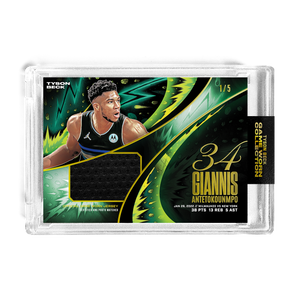 GIANNIS ANTETOKOUNMPO X TYSON BECK - GAME WORN PATCH CARD *RANDOMIZED CARD* LOOK FOR 1/1 AUTO
