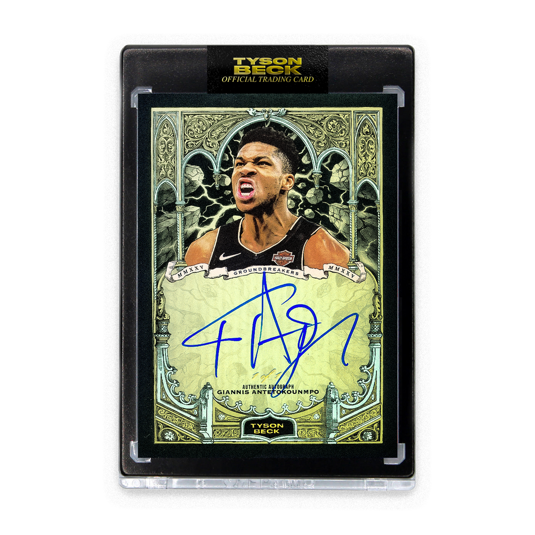 GIANNIS ANTETOKOUNMPO X TYSON BECK - GROUNDBREAKERS - BLACK FOIL - AUTOGRAPH - ONE OF ONE