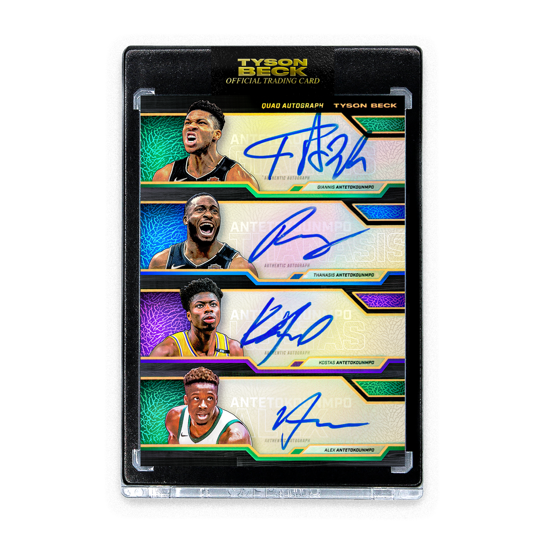 ANTETOKOUNMPO BROTHERS X TYSON BECK - QUAD AUTOGRAPH - BLACK FOIL - LIMITED TO 15