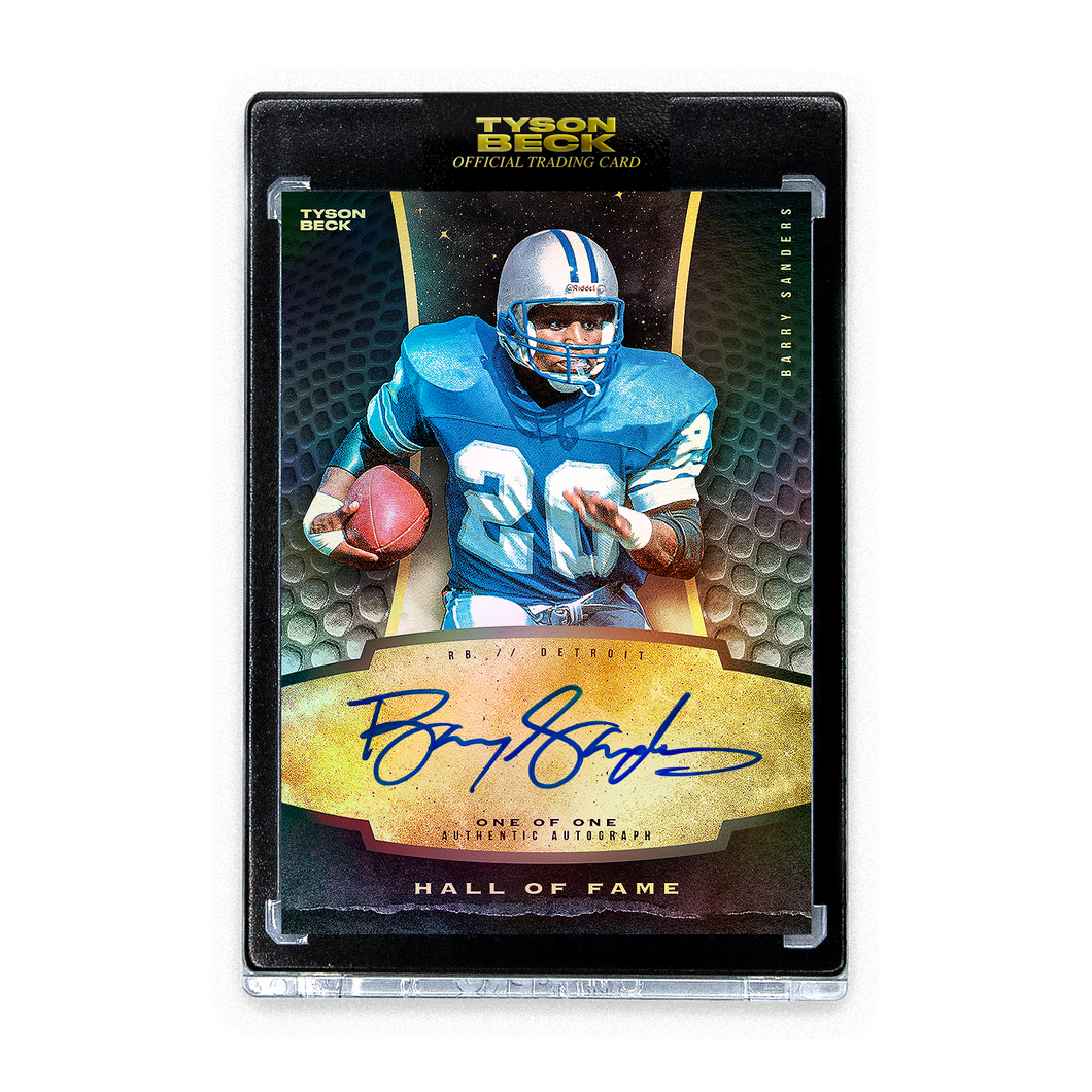 FOOTBALL HALL OF FAME - BARRY SANDERS - GOLD RAINBOW FOIL - AUTOGRAPH - ONE OF ONE