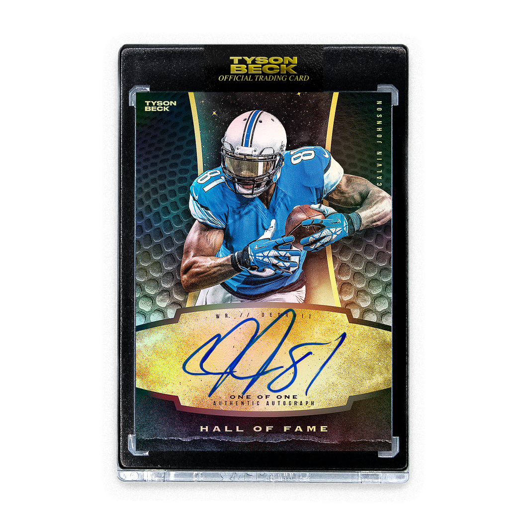 FOOTBALL HALL OF FAME - CALVIN JOHNSON - GOLD RAINBOW FOIL - AUTOGRAPH - ONE OF ONE