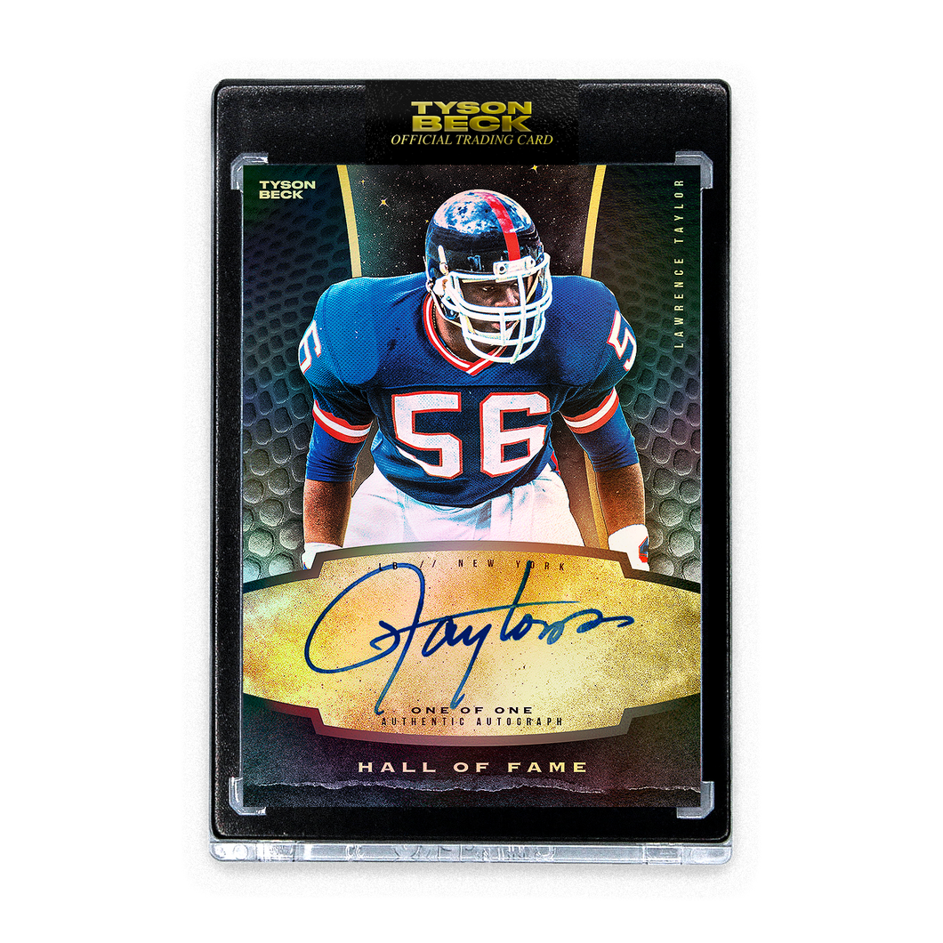 FOOTBALL HALL OF FAME - LAWRENCE TAYLOR - GOLD RAINBOW FOIL - AUTOGRAPH - ONE OF ONE