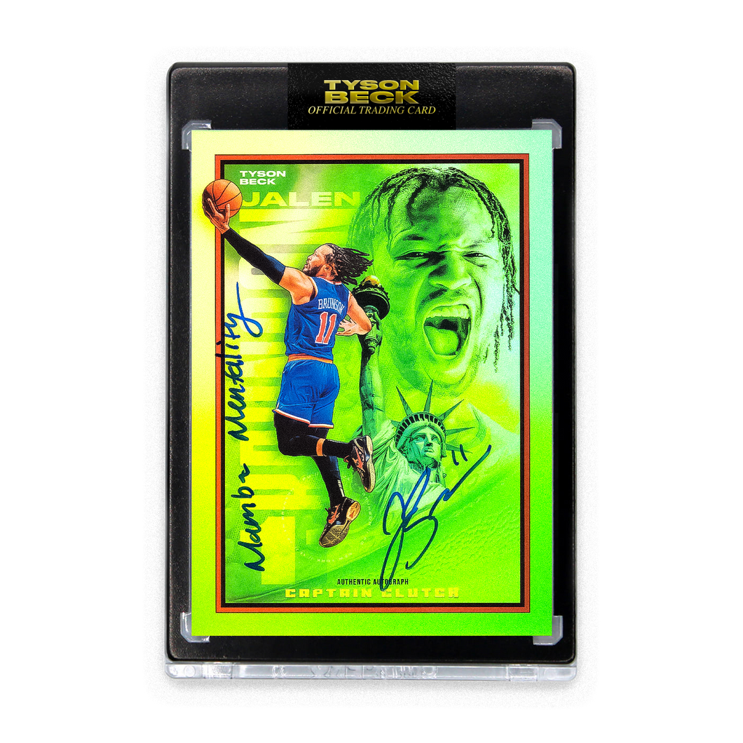 JALEN BRUNSON X TYSON BECK - CAPTAIN CLUTCH - GRINCH FOIL - AUTOGRAPH + INSCRIPTION - LIMITED TO 2