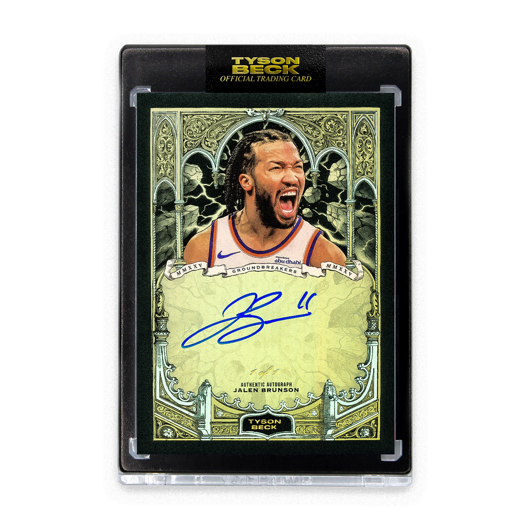 JALEN BRUNSON X TYSON BECK - GROUNDBREAKERS - BLACK FOIL - AUTOGRAPH - ONE OF ONE