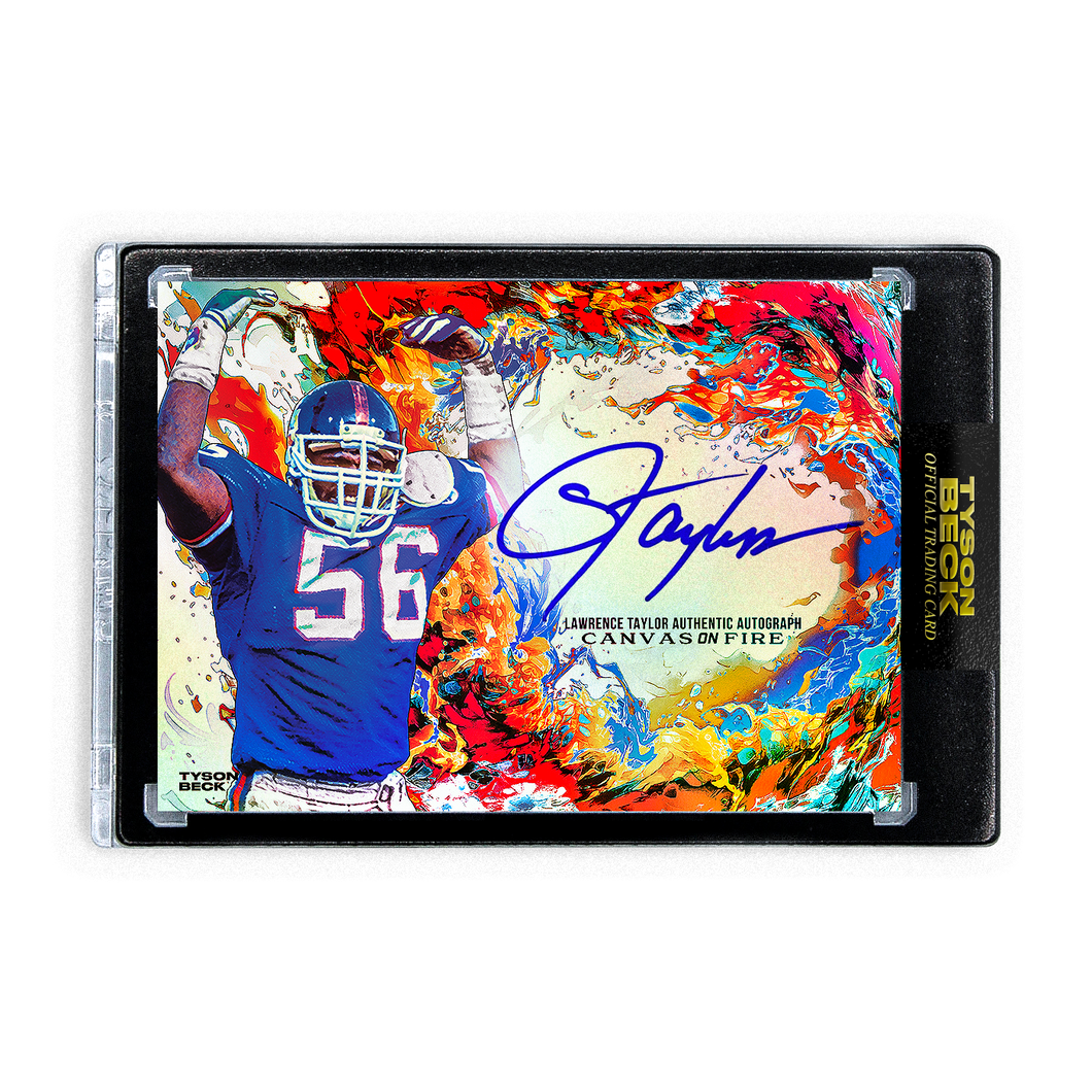 LAWRENCE TAYLOR X TYSON BECK - CANVAS ON FIRE - RAINBOW FOIL - AUTOGRAPH - LIMITED TO 20