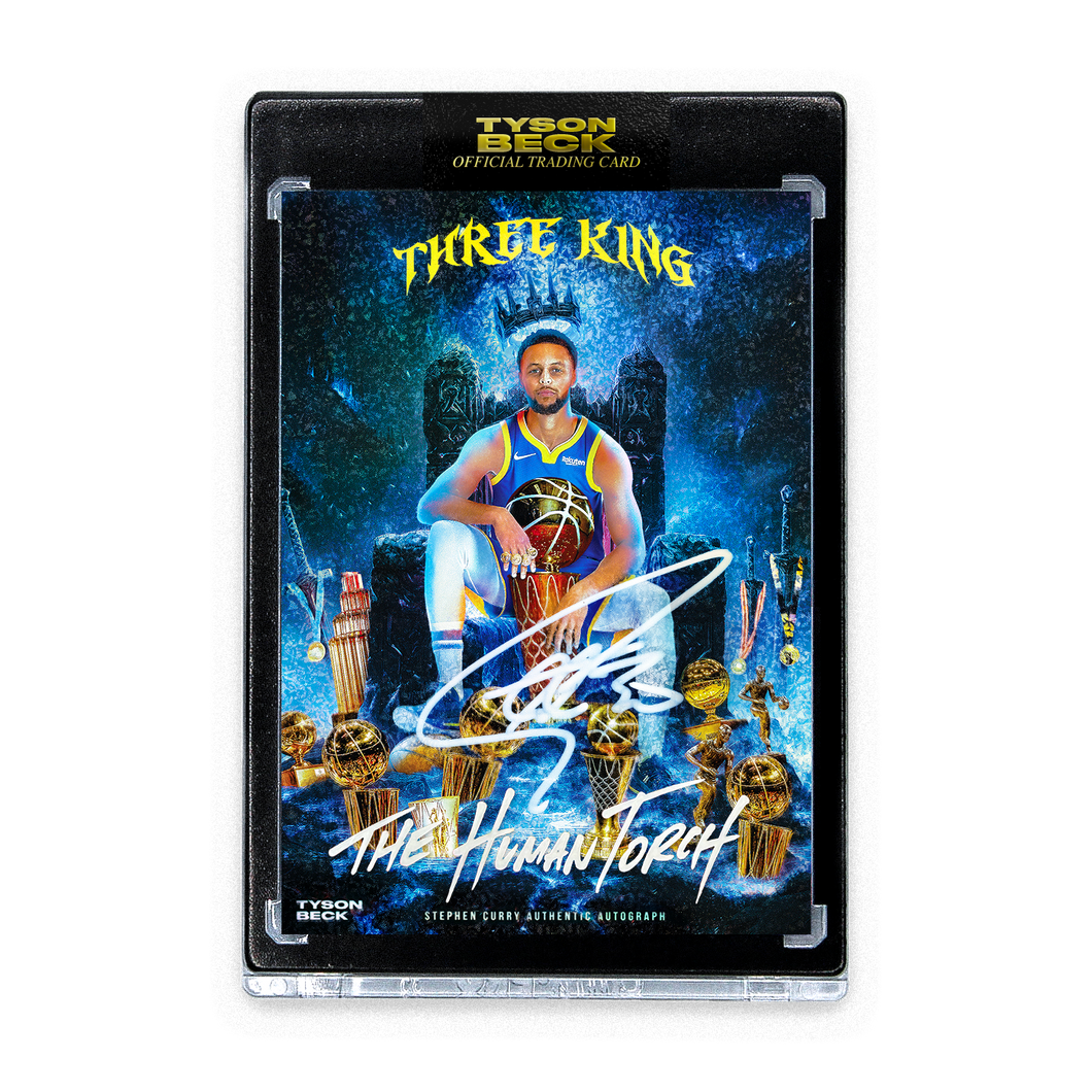 STEPHEN CURRY - TYSON BECK - THREE KING - ICE BLUE FOIL - AUTOGRAPH + ARTIST INSCRIPTION - LIMITED TO 3