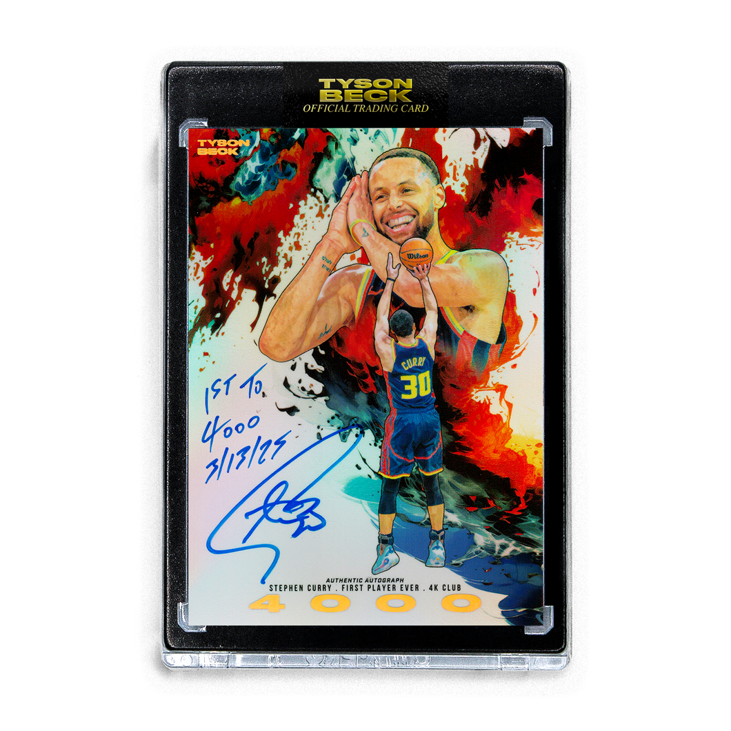 STEPHEN CURRY X TYSON BECK - 4K CLUB - RAINBOW FOIL- AUTOGRAPH + ARTIST INSCRIPTION - LIMITED TO 4