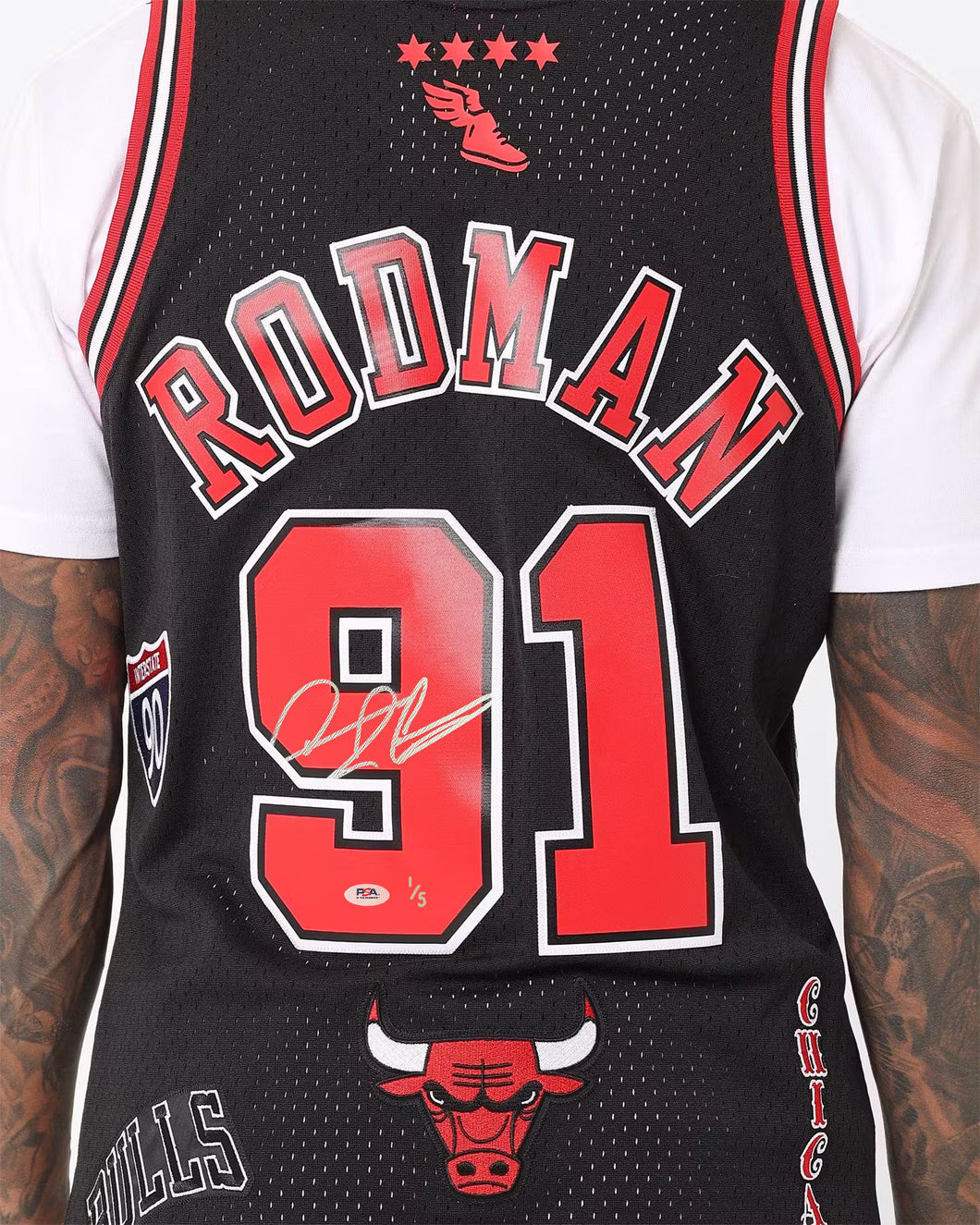 DENNIS RODMAN AUTOGRAPH - SWINGMAN JERSEY - CHICAGO BULLS - LIMITED EDITION TO 5 *PSA WITNESS AUTHENTICATED*