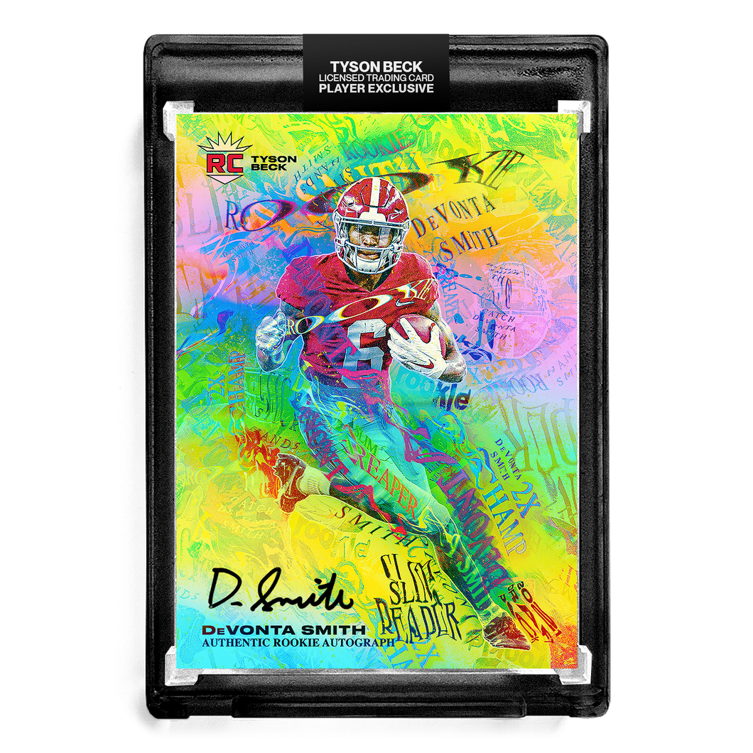 🌈 💀 DEVONTA SMITH X TYSON BECK - SLIM REAPER - RAINBOW FOIL - RC AUTOGRAPH - LIMITED TO 25
