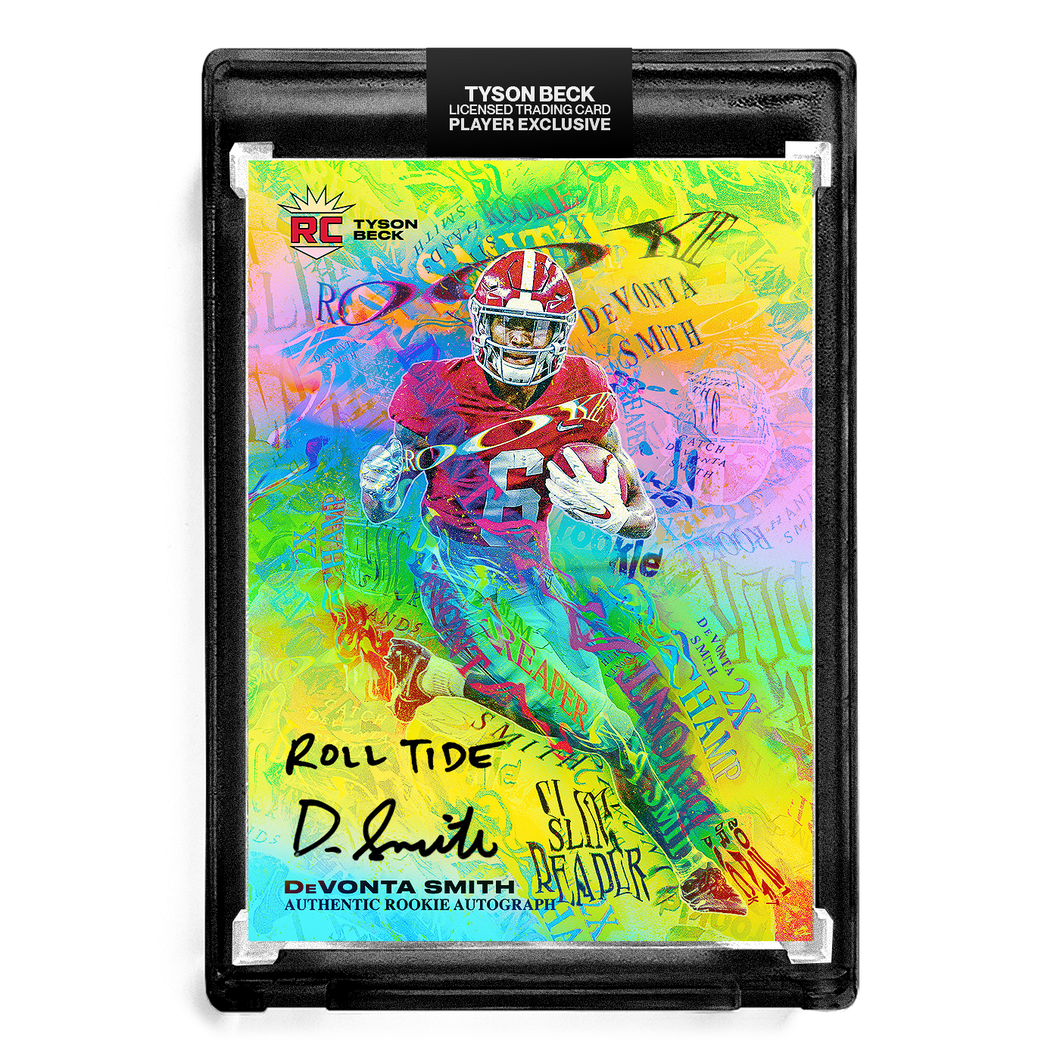🌈 💀 DEVONTA SMITH X TYSON BECK - SLIM REAPER - RAINBOW FOIL - RC AUTOGRAPH - 