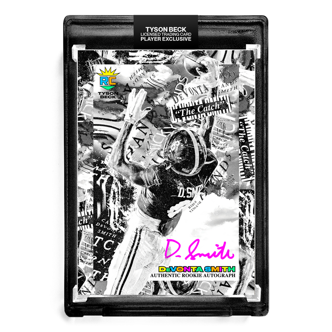 🏈 DEVONTA SMITH X TYSON BECK - THE CATCH - NEON UV RC AUTOGRAPH - LIMITED TO 20