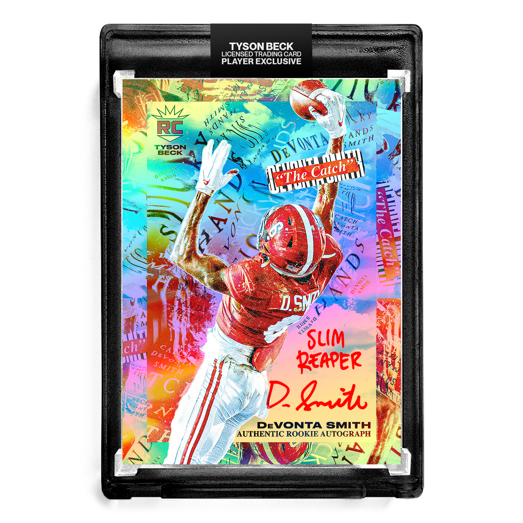 🌈 🏈 DEVONTA SMITH X TYSON BECK - THE CATCH - RAINBOW FOIL - RC AUTOGRAPH - 
