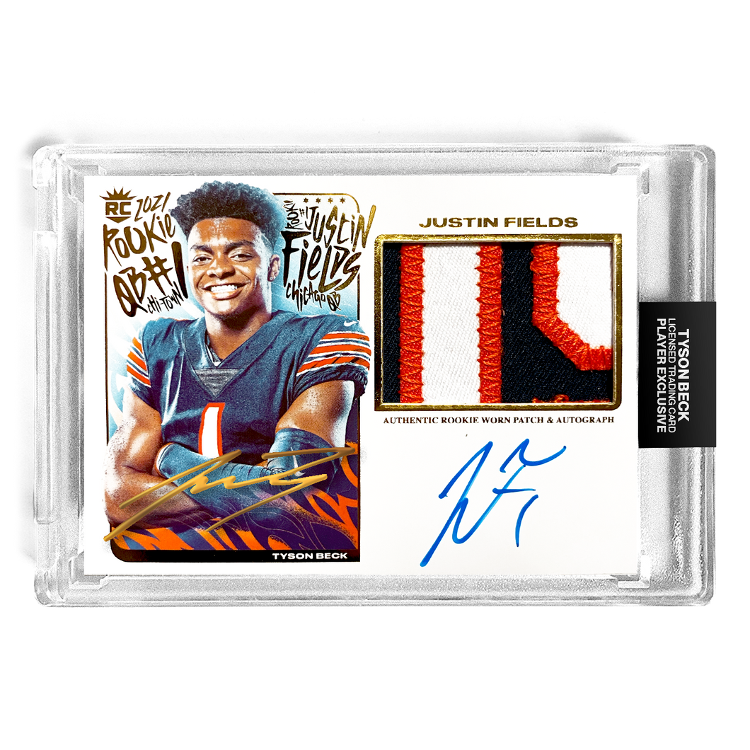 JUSTIN FIELDS X TYSON BECK - WORN ROOKIE PATCH DUAL AUTO - RC1 - LIMITED TO 8