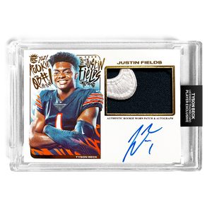 JUSTIN FIELDS X TYSON BECK - WORN ROOKIE SWOOSH PATCH AUTO - RC1 - LIMITED TO 2