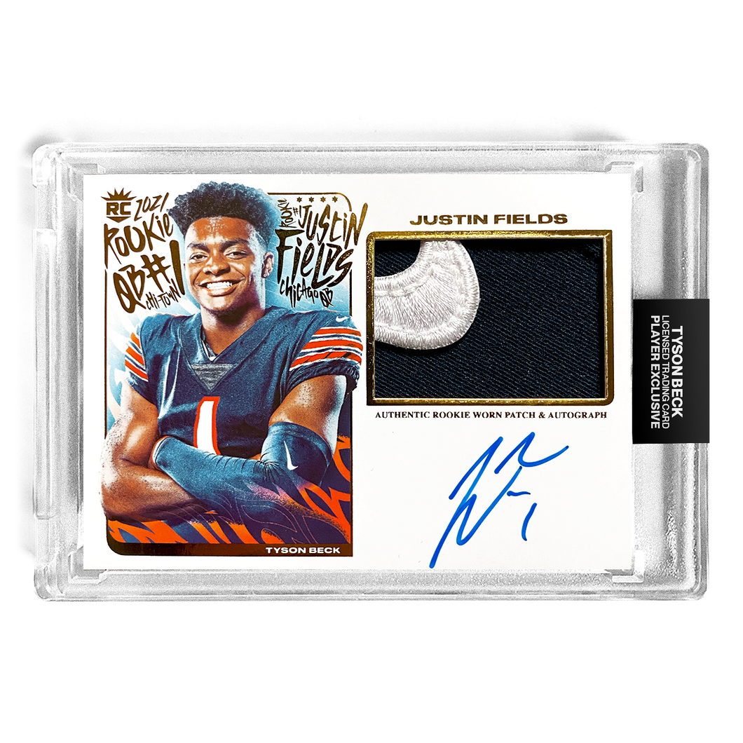 JUSTIN FIELDS X TYSON BECK - WORN ROOKIE SWOOSH PATCH AUTO - RC1 - LIMITED TO 2